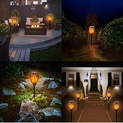 4-Pack Solar Lights Outdoor, Upgraded 33 LED Solar Torch Light with Flickering Flame for Christmas Decorations, Waterproof Landscape Decoration Lights for Pathway Garden - Dusk to Dawn Auto On/Off