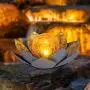 HUAXU Garden Solar Light Outdoor , Amber Crackle Globe Glass Lotus Decoration , Waterproof Gray Metal LED Flower Lights for Patio,Lawn,Walkway,Tabletop,Ground