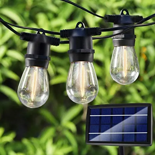 48FT LED Solar String Lights Outdoor, Waterproof Hanging Lights with 17 Shatterproof Vintage Edison Bulbs(2 Spare), Commercial Grade Patio Lights for Backyard Patio Porch Café by PARTPHONER 48FT LED Solar String Lights Outdoor, Waterproof Hanging Lights with 17 Shatterproof Vintage Edison Bulbs(2 Spare), Commercial Grade Patio Lights for Backyard Patio Porch Café by PARTPHONER