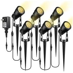 ECOWHO Low Voltage Landscape Lights, 12V Outdoor Landscape Lighting LED Spot Lights Plug in Waterproof Garden Lights for Flood Yard Path (Extendable to 8 or 10 Lights, Upgrade 6 Pack, 68.9ft 21m) 