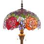 Tiffany Style Floor Standing Lamp W16H64 Inch Tall Stained Glass Red Rose Shade 2E26 Antique Read Lighting Resin Base S001 WERFACTORY LAMPS Bedroom Living Room Bedside Coffee Table Bookcase Lover Gift