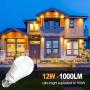 Torkase Outdoor Dusk to Dawn Light Bulbs, 12W(100W Equivalent), E26 3000K, Built-in Photocell Detector, Automatic On/Off, Smart Sensor LED Lighting Bulb for Porch Hallway Garage Boundary-6 Pack