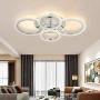 Garwarm Modern Ceiling Light 58W Dimmable Flush Mount LED Ceiling Lamp 4 Rings Acrylic Ceiling Chandelier for Living Room Dining Room Bedroom,Chrome