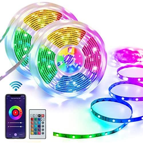 Homeyard Led Strip Lights 32.8FT LED Light for Bedroom WiFi RGB Light Strips Work with Alexa Google Assistant Remote APP Control Music Sync Rope Light Color Changing for Home Kitchen Tv Party DIY