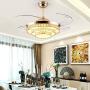 Southerns Lighting 42 Inch Retractable Reversible Ceiling Fan with Chandelier Lights LED 3 Changing Light Crystal Ceiling Fandelier with Remote for Living Room/Dining Room/Bedroom Ceiling Fans with Lights (Gold-04)