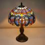 Tiffany Style Lamp Stained Glass Table Reading Light Blue Purple Cloud Shade W12H18 Inch S558 WERFACTORY Lamps Parent Lover Living Room Bedroom Office Study Bedside Bookcase Desk Antique Craft Gift