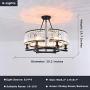 KALRI Modern Round Island Crystal Chandelier 6 Lights Flush Mount Pendant Ceiling Light Fixture for Dining Room Kitchen Living Room W25.2'' x H19.7''