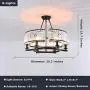 KALRI Modern Round Island Crystal Chandelier 6 Lights Flush Mount Pendant Ceiling Light Fixture for Dining Room Kitchen Living Room W25.2'' x H19.7''