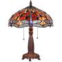 Capulina Hand-Crafted Tiffany Table Lights, Large Tiffany Style Dragonfly Table Lamps Shade, Tiffany Table Lamps for Bedroom, Tiffany Style Bedroom Lamps, Tiffany Stained Glass Table Lamp W16''xH23''