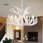 EFFORTINC Resin Antler Chandelier White Antler Chandelier Living Room Dining Room Easy Installation (4 Lights)