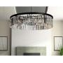 MEEROSEE Crystal Chandeliers Modern Chandelier Island Lighting 8 Lights Raindrop Pendant Ceiling Light Fixture for Dining Room Living Room Kitchen Bedroom W27.56'' Black Frame Base
