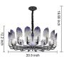 Glass Ceiling Lights,10 Lights Ceiling Lighting, Designer Chandelier Peacock Feather Creative Clear Glass Lampshade Contemporary Living Room Lamp, Luxurious Post-Modern Funky Dining Room Villa Lamp