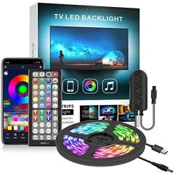 LED Lights for TV 43-55 13ft, Nexillumi TV LED Backlight with Remote Music Sync App Control Color Changing RGB LED Strip Lights USB Powered(9.8Ft + 3.2Ft Wires APP Control+ Remote+ Mic)