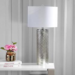 JONATHAN Y JYL1013A Isabella 30'' Glass LED Table Lamp Contemporary,Transitional,Modern,Glam for Bedroom, Living Room, Office, College Dorm, Coffee Table, Bookcase, Silver
