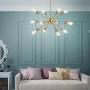 YAOHONG Sputnik Chandelier Mount Ceiling Light 12 Lights Modern Brushed Brass Ceiling Light Fixture Gold Retro Industrial Pendant Lighting for Dining Room Kitchen Living Room Bedroom