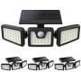 Onforu 4 Pack LED Solar Motion Sensor Light Outdoor, 3 Head Wide Angle Security Light Solar Powered, 70 LEDs Solar Motion Detected Flood Light, IP65 Waterproof Solar Wall Light for Yard Pathway Garage