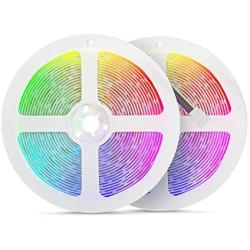 [Sync with Music] 32.8ft RGB LED Strip Lights with Remote 5050 10m Color Changing Lights with 12V Power Supply + Control Box, Ideal Lights for Bedroom, Party Decorations (Pack of 2 5m LED Light Strip)