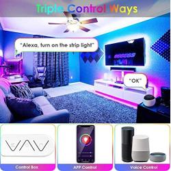 LED Strip Light 32.8 FT, Smart WiF Light Strip Work with Alexa Google Assistant, Music Sync TV Backlight Tape Gaming Light 16 Million Color RGB Rope Light for Bedroom Home Bar Party Christmas