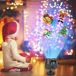 SOMKTN Christmas Projector Lights, 2-in-1 Ocean Wave Projector Light with 16 Slides Patterns 10 Colors Waterproof Indoor for Halloween Xmas Decor