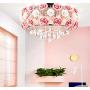 MoreChange 19.5inch Crystal Ceiling Light Fixtures Flush Mount Ceramic Rose Flowers, Chandelier Pendant Lighting with 5-Light E14 Socket for Living / Dining Room Bedroom Girl Room