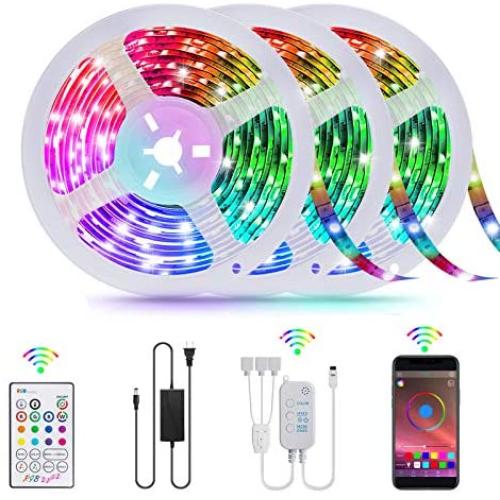 LED Strip Lights,TATUFY 50FT/15m Smart Led Lights Strip SMD5050 Music Sync Color Changing RGB Lights APP Bluetooth Control + Remote, LED Lights for Bedroom Party Home Decoration