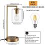 Desk Lamp Wireless Charging Pad and USB Port Charge Mobile Phones Living Room Table Light for Midcentury, Office Industrial & Farmhouse Decor - Hanging Glass Shade Gold