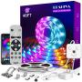 Epabina LED Strip Lights 40ft/12m,Color Changing RGB LED Light strips with Remote,''Smile Face''Controller and Bluetooth APP Controlled Music Sync LED Lights for Bedroom Home Decoration
