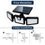 SEFON Solar Lights Outdoor with Motion Sensor, 3 Heads Security Lights Adjustable 70LED Flood Lights Outdoor Spotlights 360° Rotatable IP65 Waterproof Wireless Wall Lights for Porch Yard Garage, 1 Pc