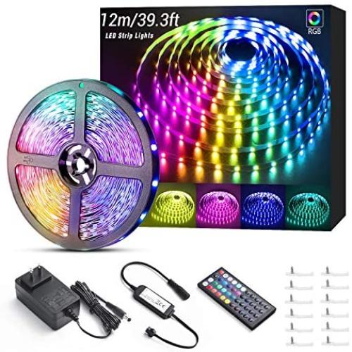 40ft LED Strip Lights, RGB LED Light Strip with RF Remote, 5050 LED Tape Lights Color Changing LED Strip Lights for Bedroom, Kitchen, Home Lighting, Mirror, Bar, Cabinet, Ceiling, TV, Party