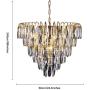 Chandelier Modern K9 Crystal, Flush Mount LED Ceiling Light Fixture Pendant Lamp for Dining Room Bedroom Living Room, 10 E12 LED Bulbs Required, Width 22.84 inch x Height 85.66 inch