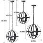 Industrial Metal Pendant Light,Flush Mount Ceiling Rustic Chandelier,Spherical Pendant Light,Vintage Hanging Cage Globe Ceiling Light Fixtures for Farmhouse Kitchen Dining Room Entryway Foyer Hallway