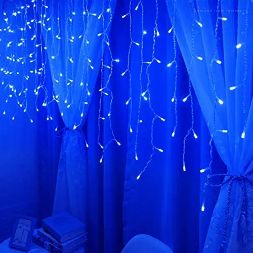 TORCHSTAR 16.4ft Extendable Icicle Lights with 216 LEDs, LED Starry Long Drop String Lights, Decoration Fairy Lights for Living Room, Holliday, Blue
