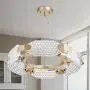 TZOE Crystal Pendant Light，Modern Chandelier，6-Light Round Chandeliers,Gold Metal&Clear Glass,Crystal Chandelier for Kitchen Island,Foyer,Dining Rooms,Bedroom,Liveing Room,Width 22.4 Inch