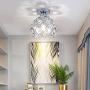 Hallway Ceiling Light Mini Crystal Chandelier Semi Flush Mount Ceiling Light Close to Ceiling Lighting Bedroom Kitchen Living Room Modern Pendant Lighting Fixture,E26 Base,Chrome