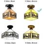 KWOKING Lighting Vintage Elk Pattern Hanging Lamp Tiffany Stained Glass Flush Mount Ceiling Light Handmade Lamp Fixture for Living Room, Hallway, Kitchen - Bronze 7.48inch