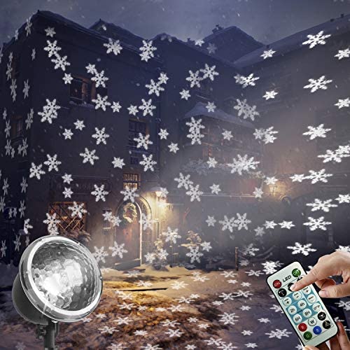 EAMBRITE Christmas Snowflakes Projector Light with Remote Control Outdoor Snow Falling Projection Lights for Xmas Home Yard Garden Party