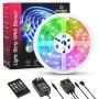 LED Strip Lights Music Sync Color Changing RGB LED Light Strip 16.4ft SMD5050 Waterproof 20-Key Remote + Sensitive Built-in Mic Led Lights for Bedroom Room Party