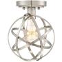 Industrial Atom Ceiling Light Semi Flush Mount Fixture LED Antique Edison Bulb Brushed Nickel 8'' Wide Open Cage for Bedroom Kitchen Living Room Hallway Bathroom - Franklin Iron Works