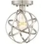 Industrial Atom Ceiling Light Semi Flush Mount Fixture LED Antique Edison Bulb Brushed Nickel 8'' Wide Open Cage for Bedroom Kitchen Living Room Hallway Bathroom - Franklin Iron Works