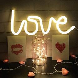 Fancci Love Neon Sign, Decorative Love Neon Signs for Wall Decor, Cute Neon Light Sign, USB/Battery Led Signs Neon Lights for Bedroom, Kids Room, Party, Birthday, Christmas (Warm-White)