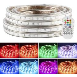 Outdoor RGB LED Strip Rope Lights Color Waterproof Marreal 32.8ft 110V RF Remote Control,Lock and Unlock,8 Colors and 6 Modes,4 fast dimming,to meet your changeful decoration needs for Indoor outdoor.