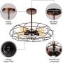 Semi Flush Mount Ceiling Light - BAYCHEER Vintage Pendant Lights Industrial Chandelier Black Metal Cage Hanging Fixture with 5 E26 Bulb Base for Hallway,Restaurant,Warehouse,Barn,Living Room,Rust