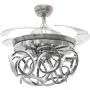 TiptonLight Modern Folding Ceiling Fans with Lights, 42 Inch LED Ceiling Fan with Light and Remote Control Crystal Chandelier Chrome Light Dining Room Decorative
