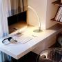 DLLT LED Table Lamp-Modern Table Light for Living Room, Contemporary Small Table Lamps for Bedroom, Curved Bedside Nightstand Light, Minimalist Desk lamp for Office, 6W Warm White, 450LM, Plug in
