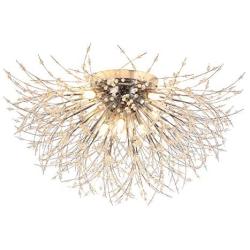 Garwarm Sputnik Firework Chandeliers, LED Crystal Modern Ceiling Light Fixtures 8 Lights Pendant Lighting Stainless Steel Ceiling Lamp for Living Room Bedroom Chrome, 4000K