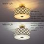 COTULIN Modern Gold Semi Flush Mount Ceiling Light,Ceiling Light Fixture with Round Drum Steel and Glass Shade for Dining Room,Hallway,Living Room,Bedroom