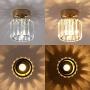 Jaycomey Crystal Ceiling Light,Mini Round Flush Mount Ceiling Light, Entryway Gold Pendant Light for Dining Room,Bedroom,Kitchen