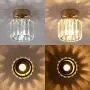 Jaycomey Crystal Ceiling Light,Mini Round Flush Mount Ceiling Light, Entryway Gold Pendant Light for Dining Room,Bedroom,Kitchen