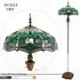 Tiffany Style Floor Standing Lamp W16H64 Inch Tall Green Stained Glass Crystal Bead Dragonfly Shade 2E26 Antique Reading Lighting Resin Base S459 WERFACTORY LAMPS Living Room Bedroom Table Lover Gifts