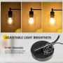 Industrial Table Lamp, Bulb Included Dual USB Port Iron Lantern Glass Shade Style Dimmable Bedside Desk Lamp for Bedroom, Office, Living Room, Dressing Table, Hotel Farmhouse Desk Lamp